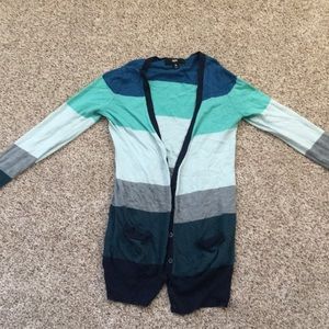 Blue Striped Cardigan M